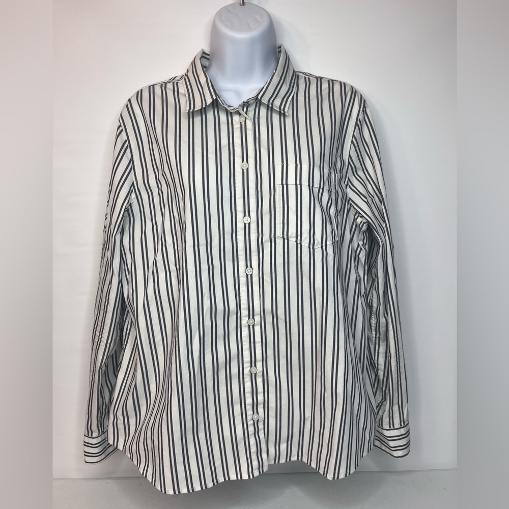 BANANA REPUBLIC WOMENS STRIPED BUTTON DOWN